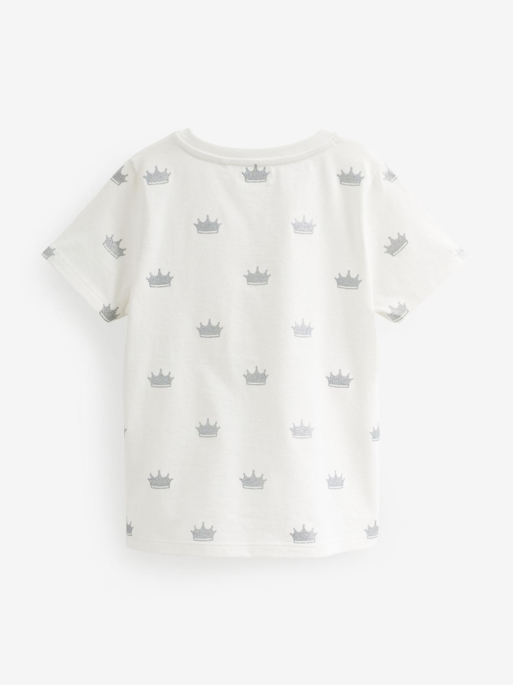 Ecru White Glitter Crown T-Shirt (3-16yrs) - Image 5 of 5 Ecru White Glitter Crown T-Shirt (3-16yrs) - Image 5 of 5