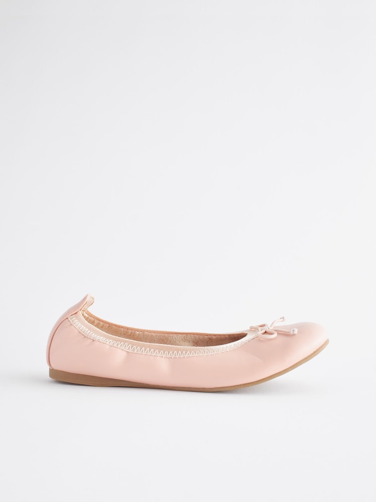 Pink Stretch Bow Ballerina Shoes - Image 2 of 6 Pink Stretch Bow Ballerina Shoes - Image 2 of 6