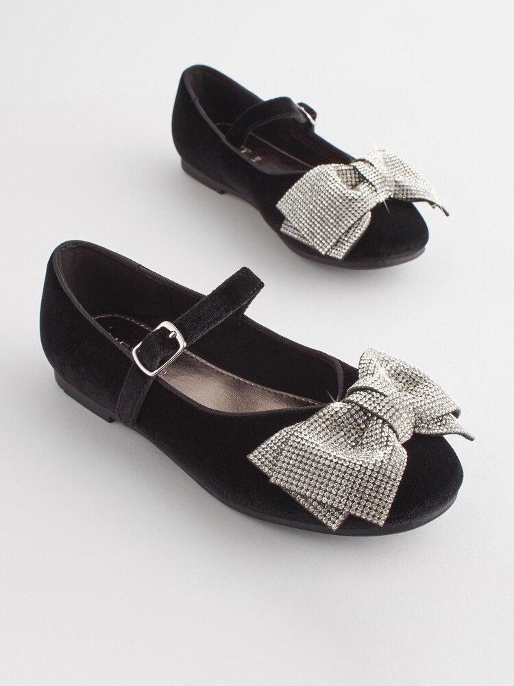 Black Sparkle Bow Occasion Mary Jane Shoes - Image 1 of 5