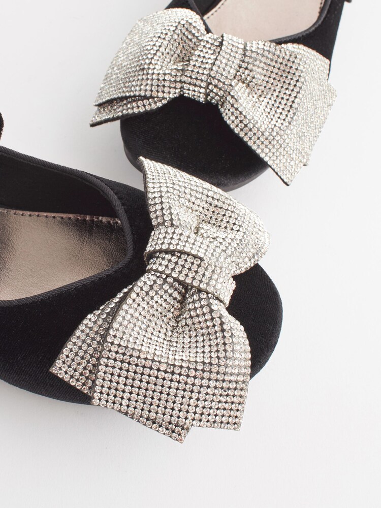 Black Sparkle Bow Occasion Mary Jane Shoes - Image 2 of 5