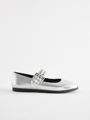 Silver Metallic Stud Strap Mary Jane Shoes - Image 2 of 5