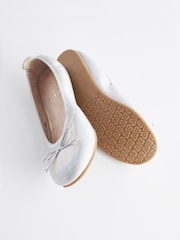 Metallic Silver Stretch Bow Ballerina Shoes - Image 4 of 6