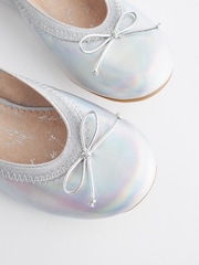 Metallic Silver Stretch Bow Ballerina Shoes - Image 5 of 6