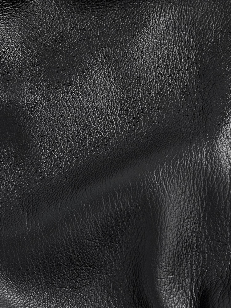 Black Leather Biker Jacket - Image 10 of 10