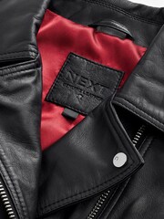 Black Leather Biker Jacket - Image 6 of 10