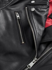 Black Leather Biker Jacket - Image 7 of 10