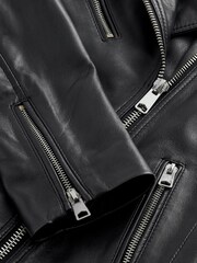 Black Leather Biker Jacket - Image 8 of 10
