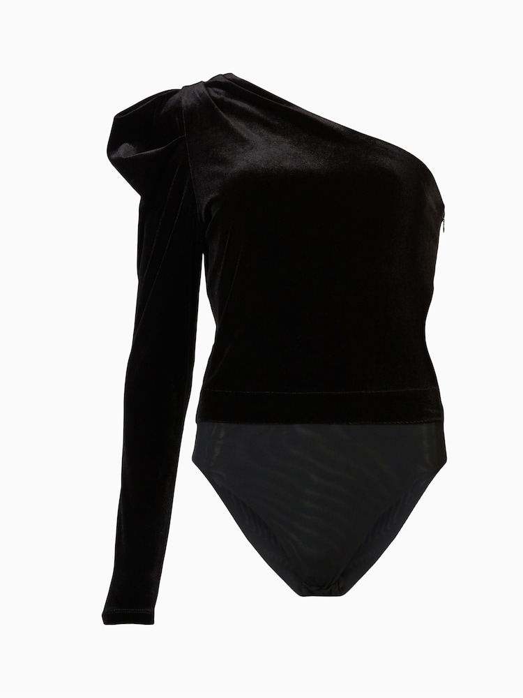 AllSaints Black Velvet Daphne Bodysuit - Image 5 of 5