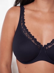 Black DD+ Non Pad Plunge Ultimate Comfort Brushed Bra - Image 4 of 6