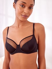 Black/Red Non Pad Full Cup Microfibre & Mesh Bras 2 Packs - Image 2 of 13