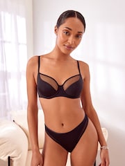 Black/Red Non Pad Full Cup Microfibre & Mesh Bras 2 Packs - Image 3 of 13