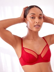 Black/Red Non Pad Full Cup Microfibre & Mesh Bras 2 Packs - Image 7 of 13
