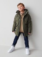 Clarks Khaki Green Boys Padded Coat - Image 4 of 15