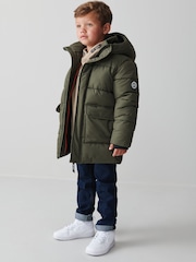 Clarks Khaki Green Boys Padded Coat - Image 7 of 15