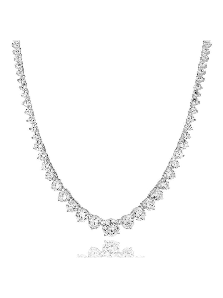Beaverbrooks Sterling Silver Cubic Zirconia Necklace 45cm - Image 1 of 3