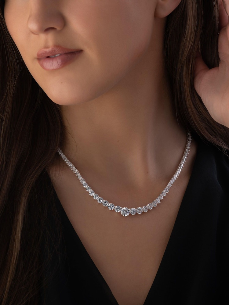 Beaverbrooks Sterling Silver Cubic Zirconia Necklace 45cm - Image 2 of 3