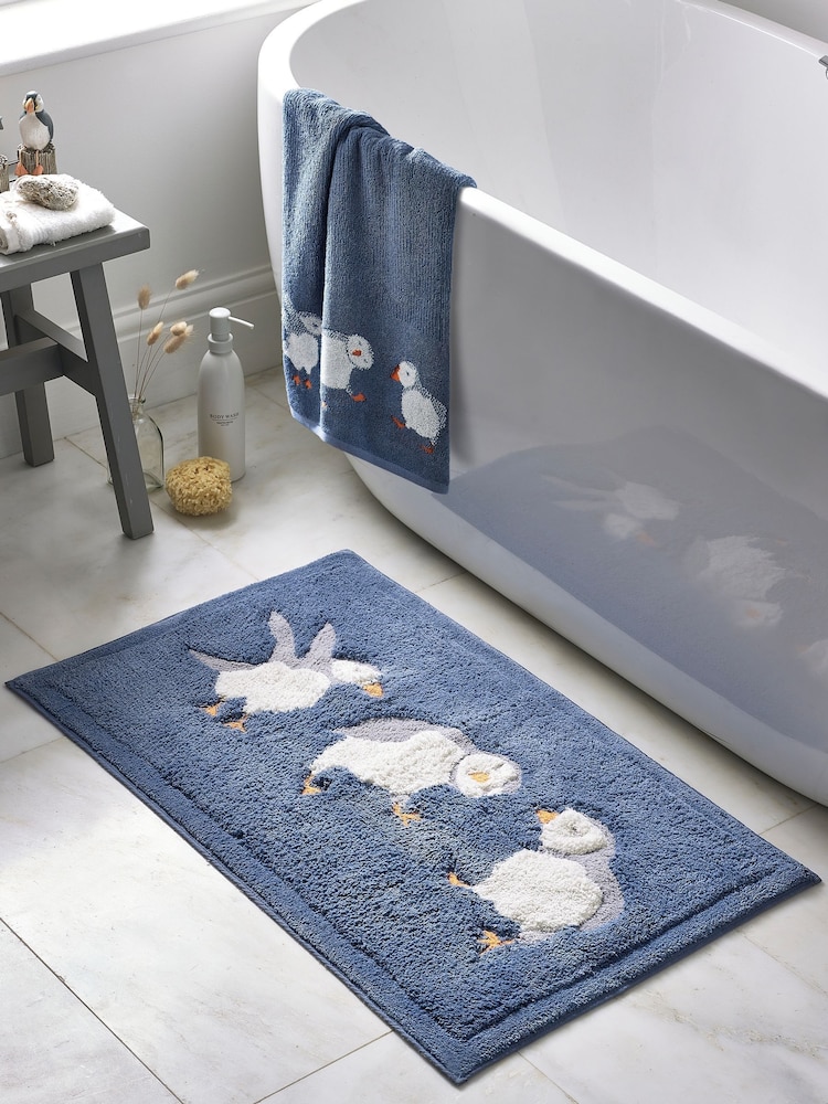 Blue Puffin 100% Cotton Bath Mat - Image 1 of 5