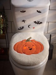 Orange Pumpkin Light Up Toilet Seat Cover - Image 1 of 5