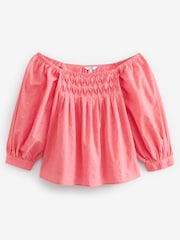 Pink Off The Shoulder Square Neck Long Sleeve Top - Image 5 of 5