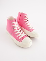 Pink Standard Fit (F) Lace-Up High Top Trainers - Image 1 of 5
