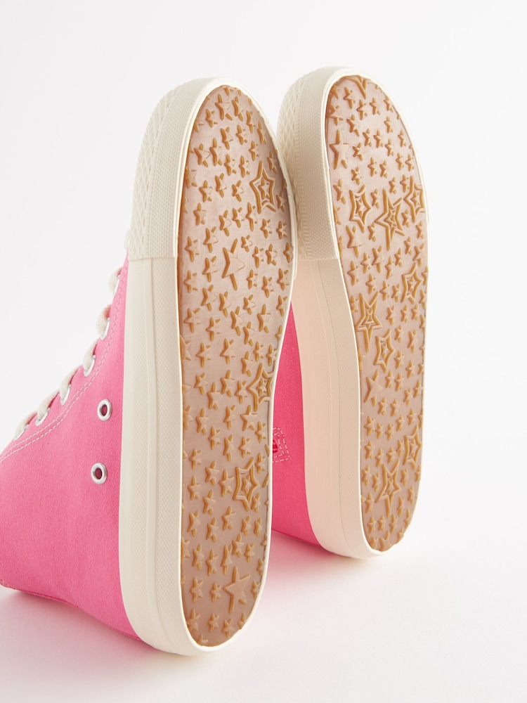 Pink Standard Fit (F) Lace-Up High Top Trainers - Image 5 of 5
