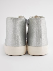 Silver Sparkle Standard Fit (F) Lace-Up High Top Trainers - Image 4 of 5