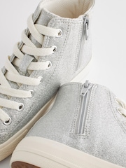 Silver Sparkle Standard Fit (F) Lace-Up High Top Trainers - Image 5 of 5