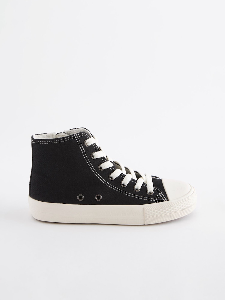 Black Standard Fit (F) Lace-Up High Top Trainers - Image 2 of 5