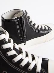 Black Standard Fit (F) Lace-Up High Top Trainers - Image 3 of 5