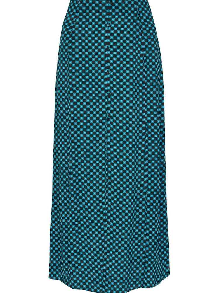 Whistles Blue Sun Check Button Front Skirt - Image 4 of 4