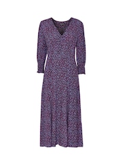 Whistles Purple Floral Garden Midi Dress - Image 4 of 4