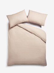 Natural 100% Cotton Plain Duvet Cover and Pillowcase Set - Image 3 of 3