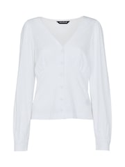 Whistles Amber V-Neck Button White Top - Image 4 of 4
