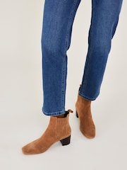 Monsoon Natural Square Toe Suede Chelsea Boots - Image 1 of 4