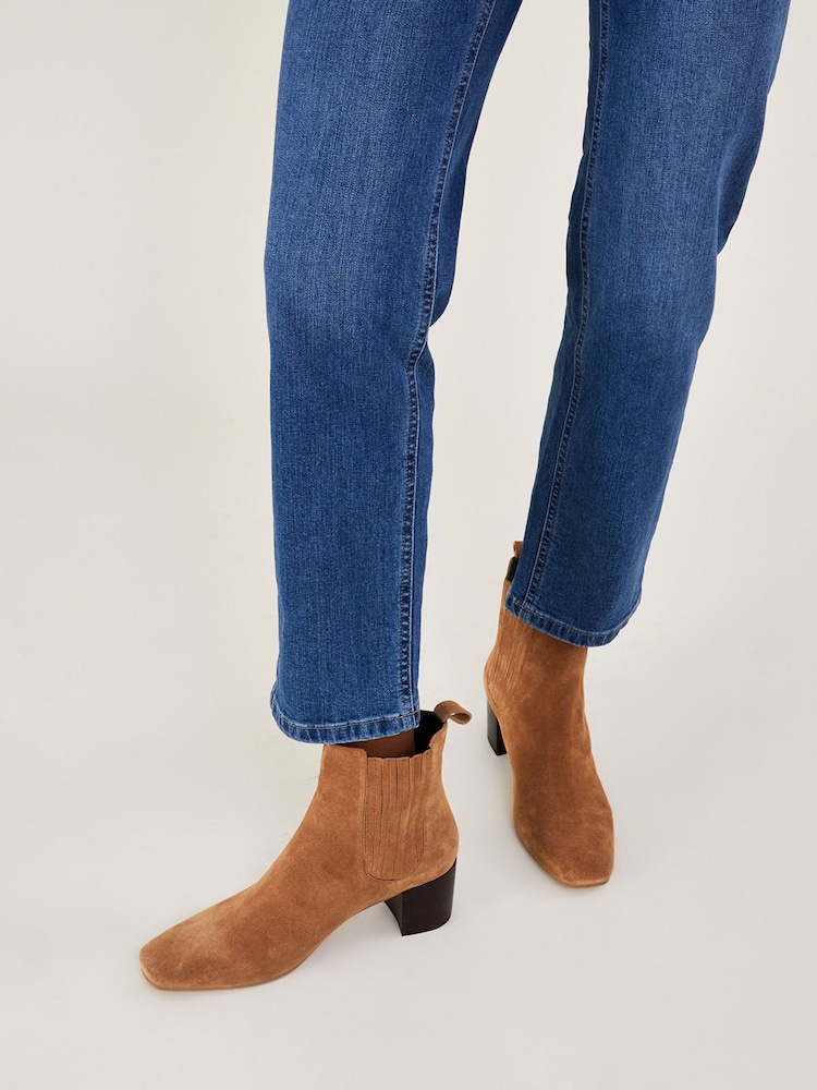 Monsoon Natural Square Toe Suede Chelsea Boots - Image 1 of 4