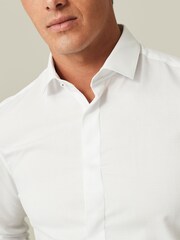 White Slim Fit Concealed Placket Shirt - Image 4 of 6