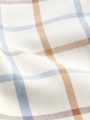 Cream/Blue Tattersall Check Easy Iron Button Down Short Sleeve Oxford Shirt - Image 6 of 6