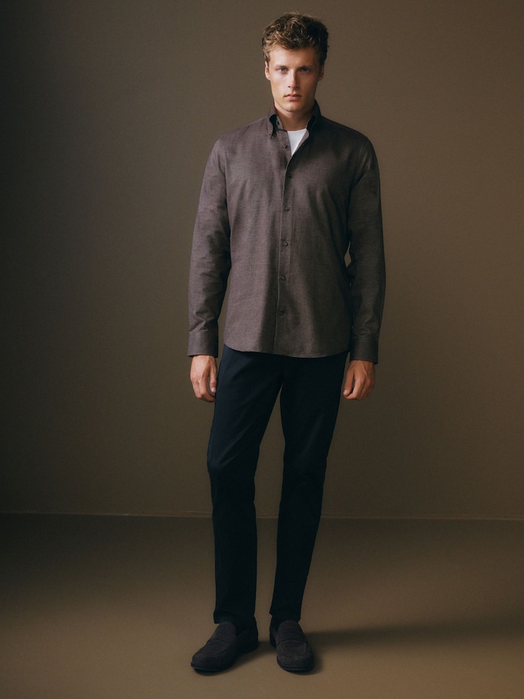 Neutral Brown Trimmed Shirt - Image 2 of 5