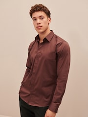 Chocolate Brown EDIT Stretch Shirt - Image 1 of 7