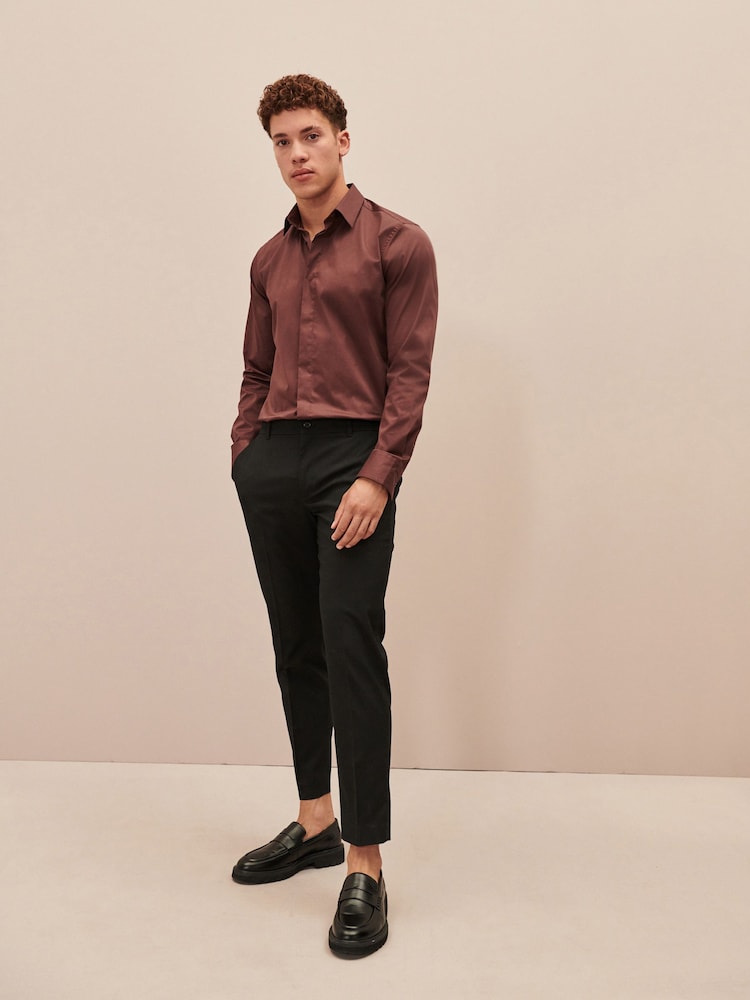 Chocolate Brown EDIT Stretch Shirt - Image 3 of 7