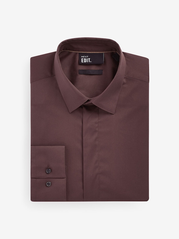 Chocolate Brown EDIT Stretch Shirt - Image 4 of 7