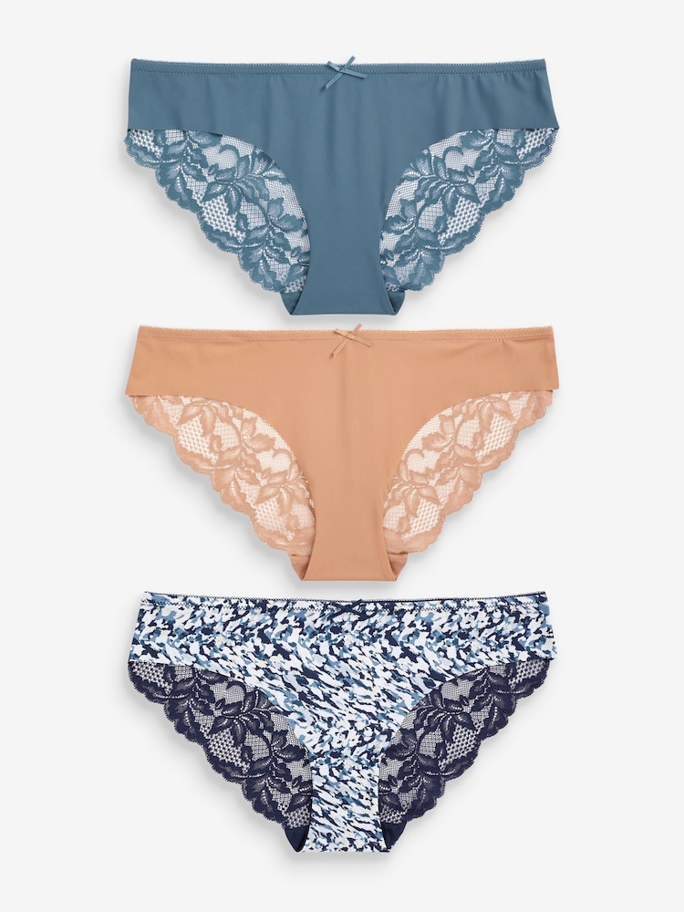 Druck/einfarbig - Nahtlose Slips mit Spitzenrückseite im 3er-Pack - Bild 1 von 7 Druck/einfarbig - Nahtlose Slips mit Spitzenrückseite im 3er-Pack - Bild 1 von 7