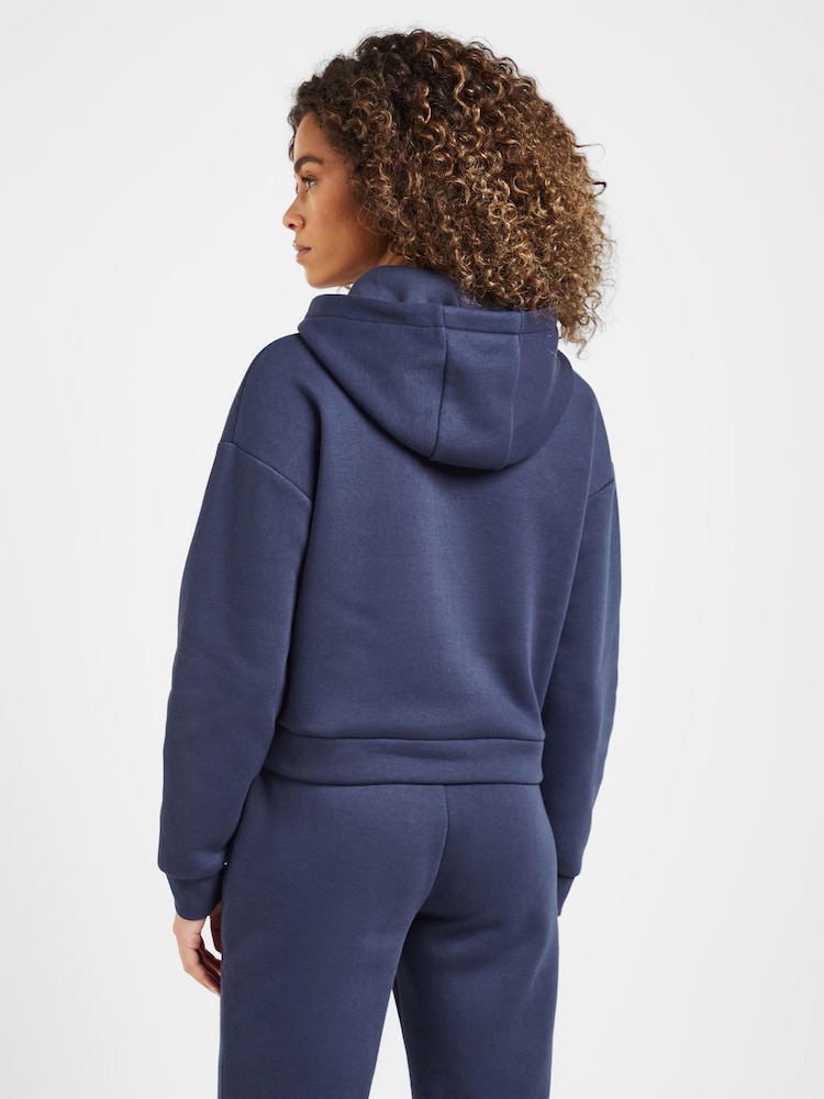 Elle Sport Blue Twist Front Crop Hooded Top - Image 2 of 6 Elle Sport Blue Twist Front Crop Hooded Top - Image 2 of 6