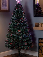 Premier Decorations Ltd 120cm Fibre Optic Colour Changing Artificial Christmas Tree With Star Tree Topper - Image 1 of 3