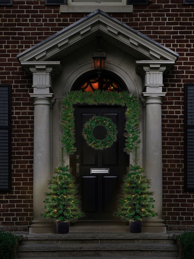 Premier Decorations Ltd Christmas Pre-lit Artificial Christmas Door Set Includes, Trees, Garland & Wreath - Image 1 of 3