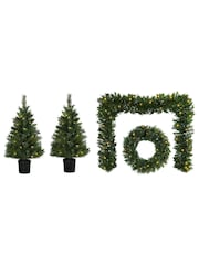 Premier Decorations Ltd Christmas Pre-lit Artificial Christmas Door Set Includes, Trees, Garland & Wreath - Image 2 of 3