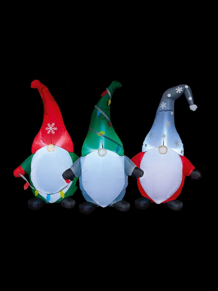 Premier Decorations Ltd Outdoor 1.8m Lit Christmas Inflatable Trio of Gnomes - Image 1 of 2