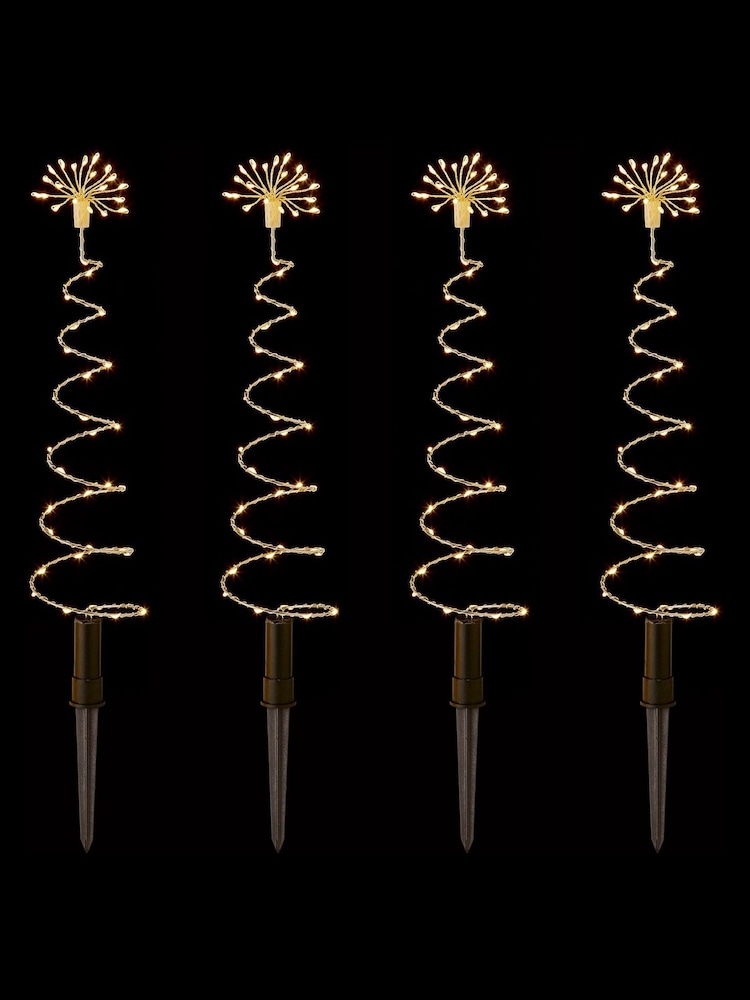 Premier Decorations Ltd 4 Piece 30cm Silver Tree Pin Wire with 200 Warm White LEDs - Image 2 of 3