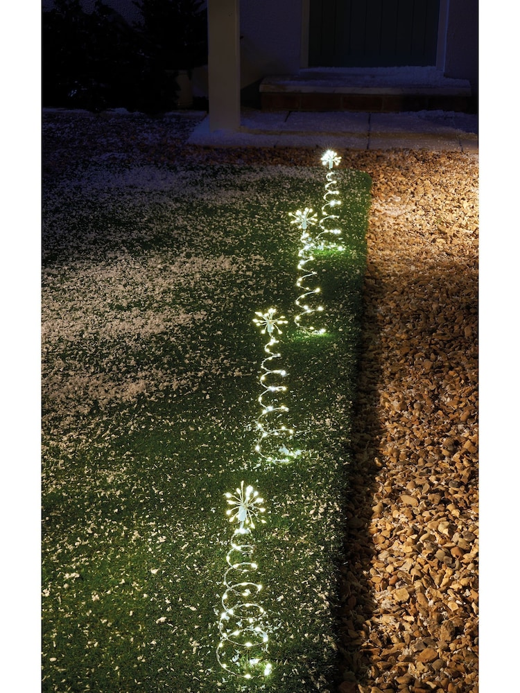 Premier Decorations Ltd Set of 4 Tree Shape Pathlights with 200 White LEDs. - Image 1 of 2