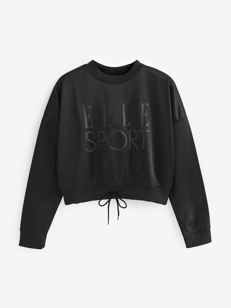 Elle Sport Crop Tricot Black Sweatshirt - Image 2 of 5 Elle Sport Crop Tricot Black Sweatshirt - Image 2 of 5